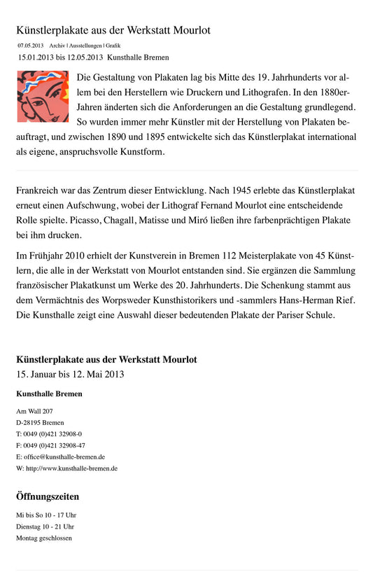 Künstlerplakate aus der Werkstatt Mourlot