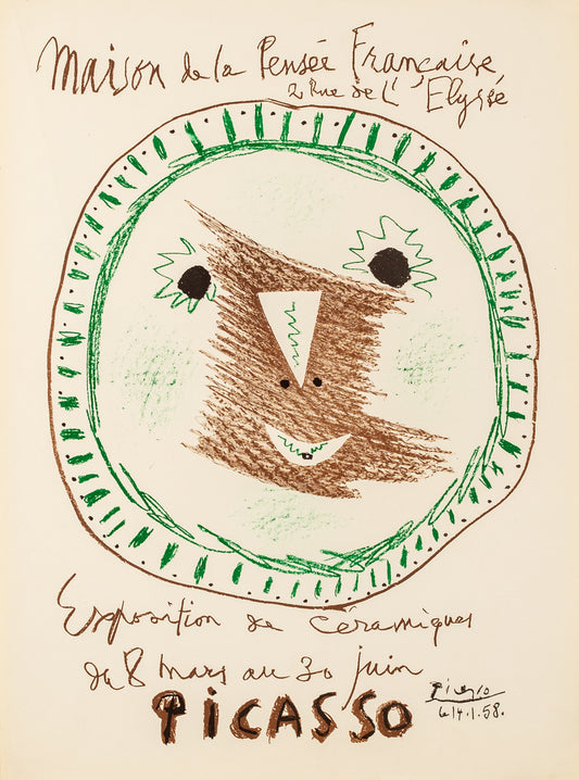 Exposition de Céramiques II - Maison de la Pensée Francaise by Pablo Picasso, 1958 - Mourlot Editions - Fine_Art - Poster - Lithograph - Wall Art - Vintage - Prints - Original