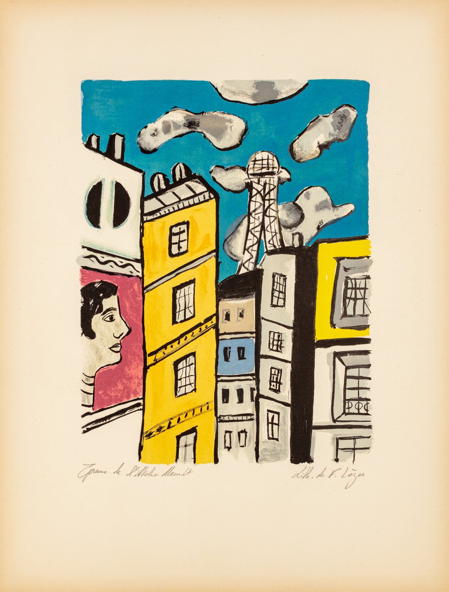 La Tour Eiffel - "La Ville" (after) Fernand Leger, 1959 - Mourlot Editions - Fine_Art - Poster - Lithograph - Wall Art - Vintage - Prints - Original