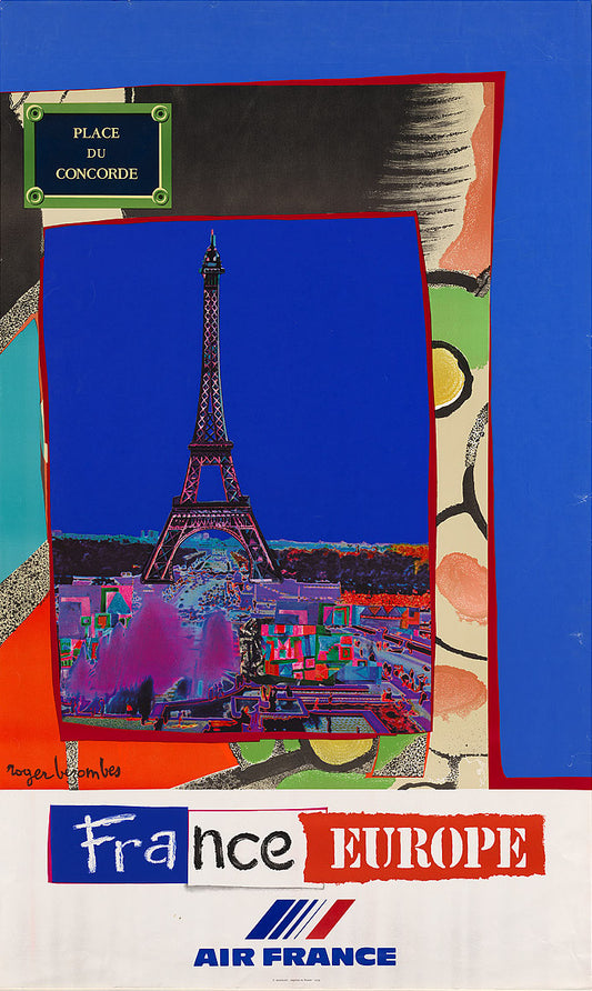 Air France, France Europe by Roger Bezombes, 1981 - Mourlot Editions - Fine_Art - Poster - Lithograph - Wall Art - Vintage - Prints - Original