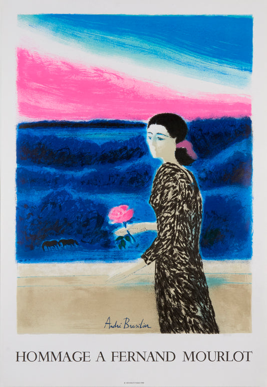 Meditation a la Rose - Hommage a Fernand Mourlot by André Brasilier, 1989 - Mourlot Editions - Fine_Art - Poster - Lithograph - Wall Art - Vintage - Prints - Original