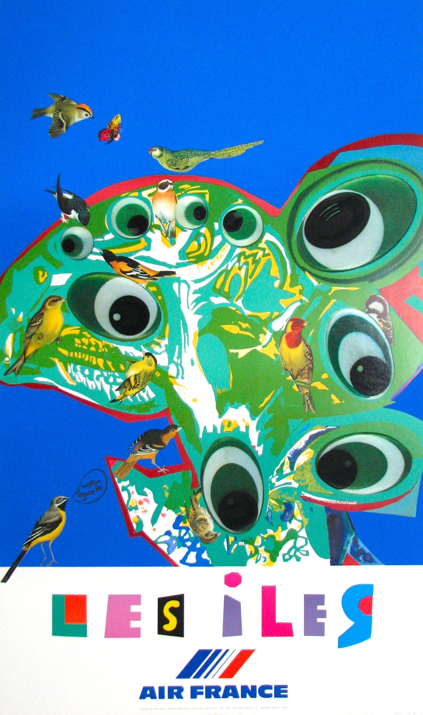 Air France, Les iles by Roger Bezombes, 1981 - Mourlot Editions - Fine_Art - Poster - Lithograph - Wall Art - Vintage - Prints - Original