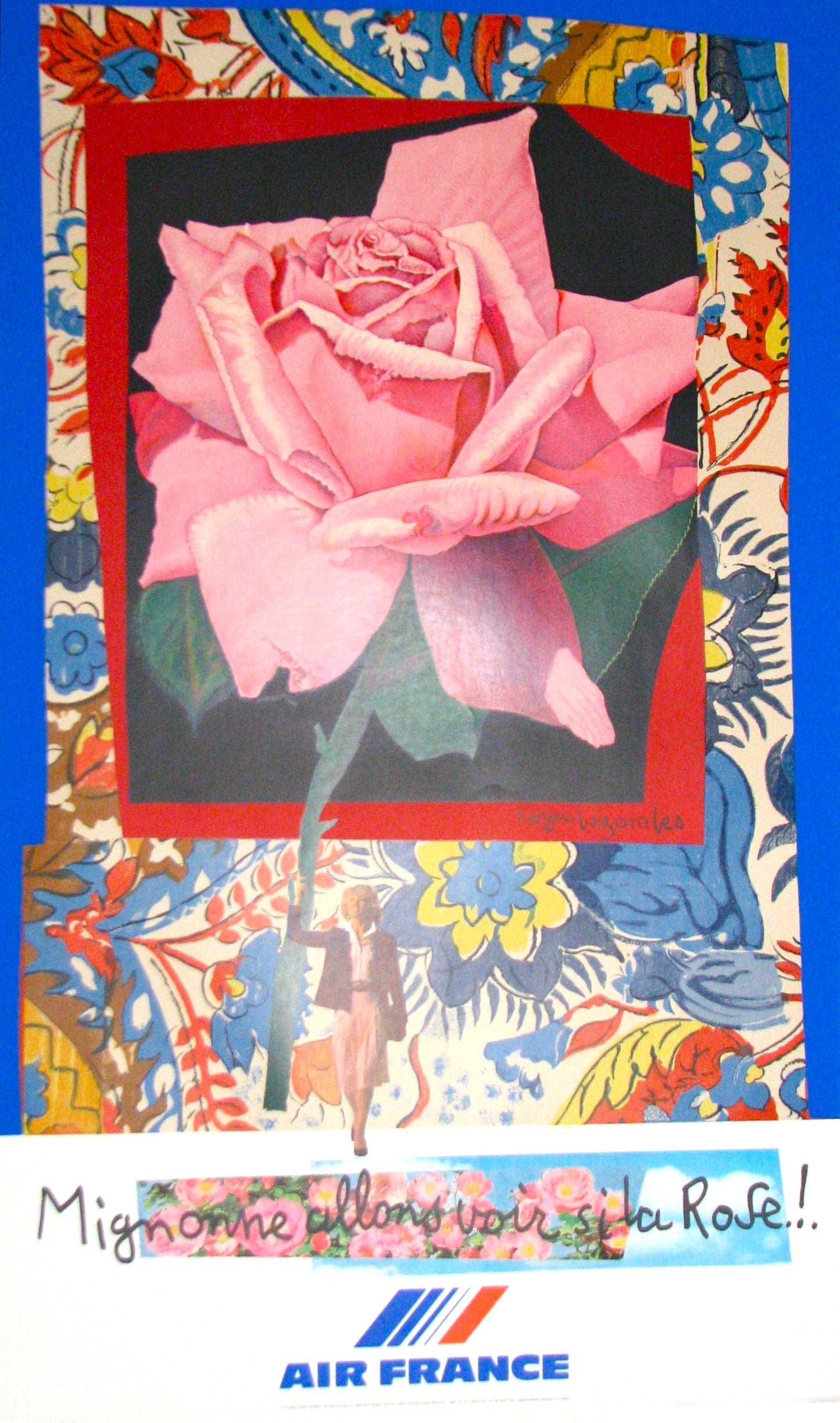 Air France, Mignonne allons voir la Rose by Roger Bezombes, 1981 - Mourlot Editions - Fine_Art - Poster - Lithograph - Wall Art - Vintage - Prints - Original