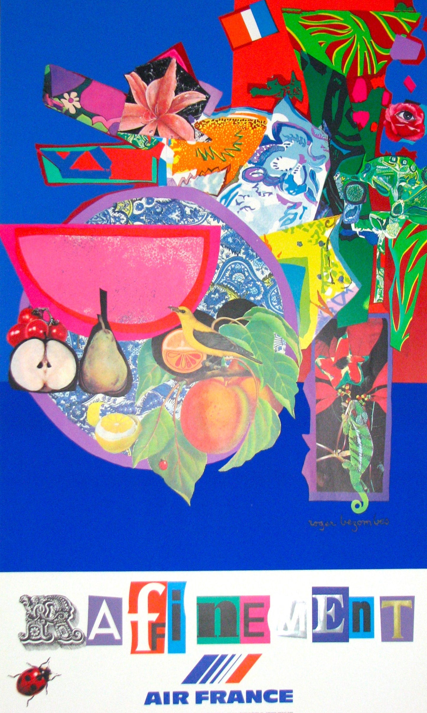 Air France, Raffinement by Roger Bezombes, 1981 - Mourlot Editions - Fine_Art - Poster - Lithograph - Wall Art - Vintage - Prints - Original