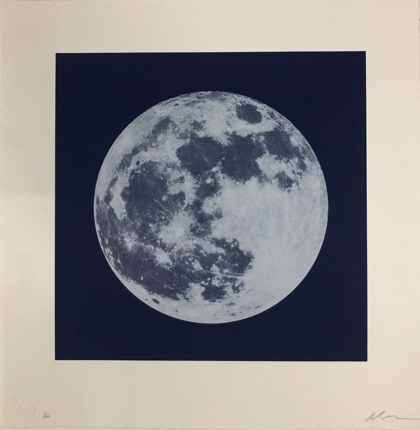 Moon Portraits - Full Moon - December 3, 2017 (Blue) by Andy Gershon - Mourlot Editions - Fine_Art - Poster - Lithograph - Wall Art - Vintage - Prints - Original
