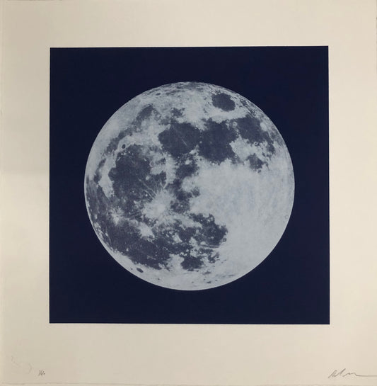 Moon Portraits - Full Moon - December 3, 2017 (Blue) by Andy Gershon - Mourlot Editions - Fine_Art - Poster - Lithograph - Wall Art - Vintage - Prints - Original