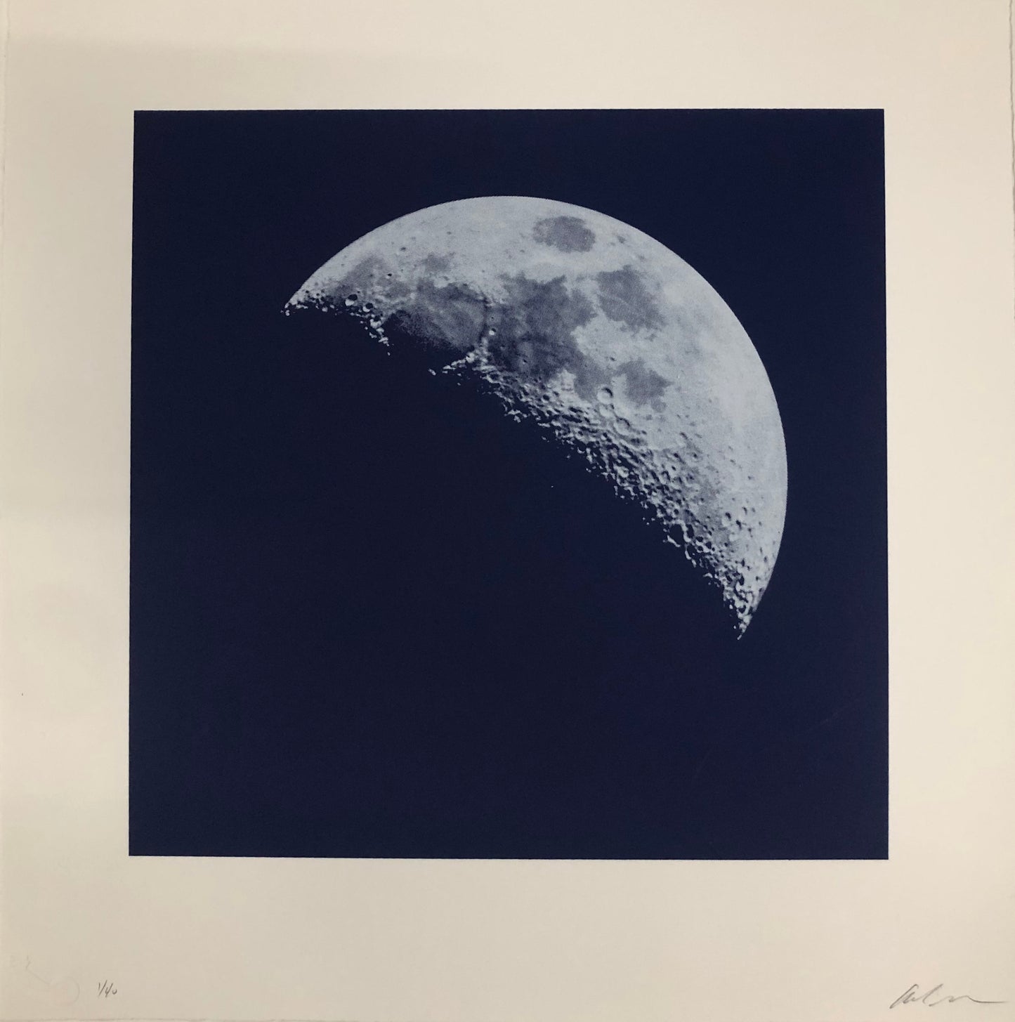 Moon Portraits - Half Moon - September 26, 2017 (Blue) by Andy Gershon - Mourlot Editions - Fine_Art - Poster - Lithograph - Wall Art - Vintage - Prints - Original