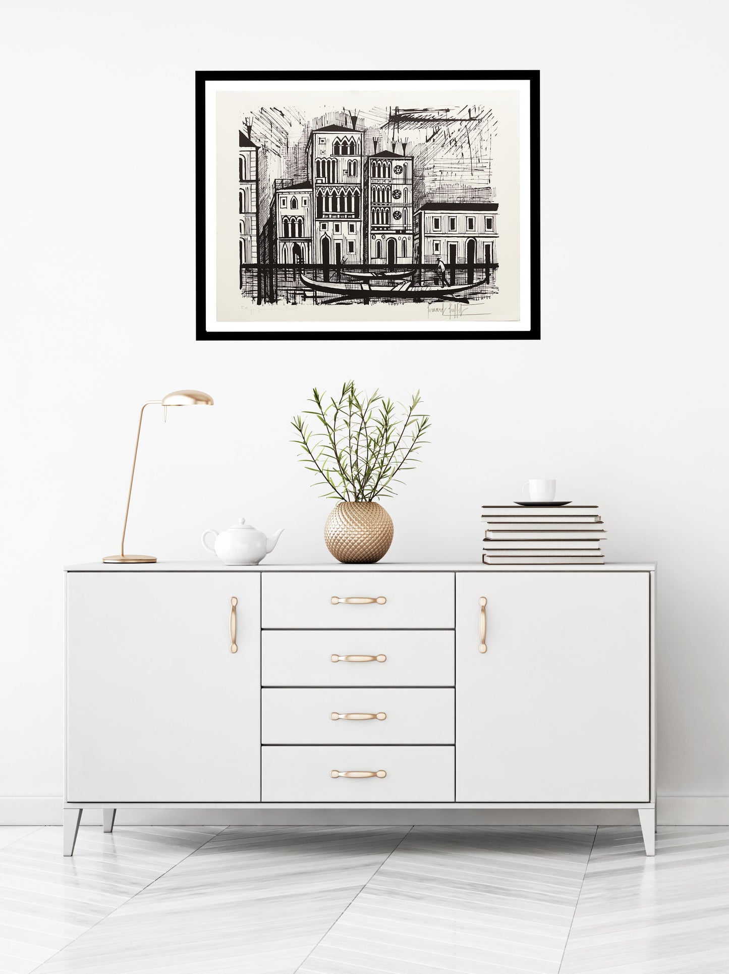 Palais Dario et Barbaro (B&W) - Venise by Bernard Buffet, 1986