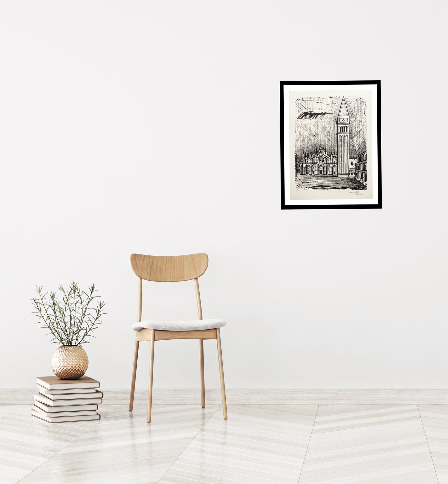 Saint Marc et Le Campanile (B&W) - Venise by Bernard Buffet, 1986