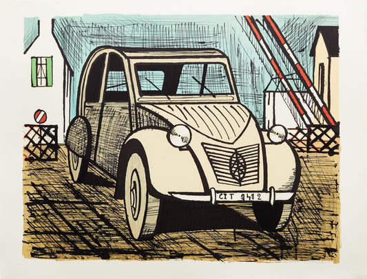 2 CV Citroen by Bernard Buffet - Mourlot Editions - Fine_Art - Poster - Lithograph - Wall Art - Vintage - Prints - Original