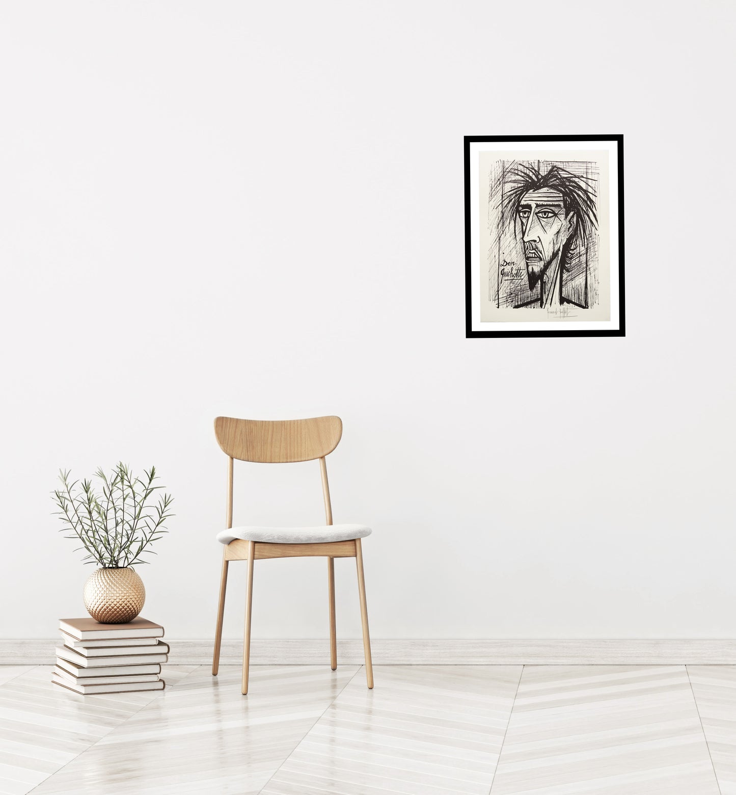 Don Quixote I (B&W) - Don Quichotte by Bernard Buffet, 1989 - Mourlot Editions - Fine_Art - Poster - Lithograph - Wall Art - Vintage - Prints - Original