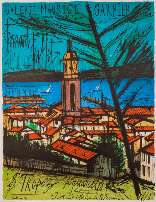 Galerie Maurice Garnier, St. Tropez by Bernard Buffet, 1978 - Mourlot Editions - Fine_Art - Poster - Lithograph - Wall Art - Vintage - Prints - Original