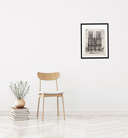 Notre Dame (B&W) by Bernard Buffet - Mourlot Editions - Fine_Art - Poster - Lithograph - Wall Art - Vintage - Prints - Original