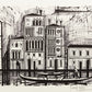 Palais Dario et Barbaro (B&W) - Venise by Bernard Buffet, 1986 - Mourlot Editions - Fine_Art - Poster - Lithograph - Wall Art - Vintage - Prints - Original