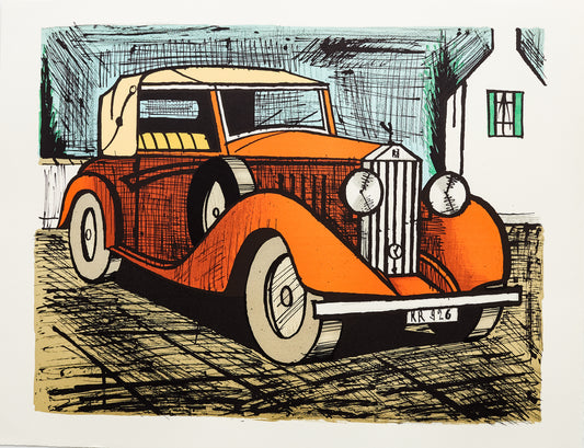 Rolls Royce 1926 Rouge by Bernard Buffet - Mourlot Editions - Fine_Art - Poster - Lithograph - Wall Art - Vintage - Prints - Original