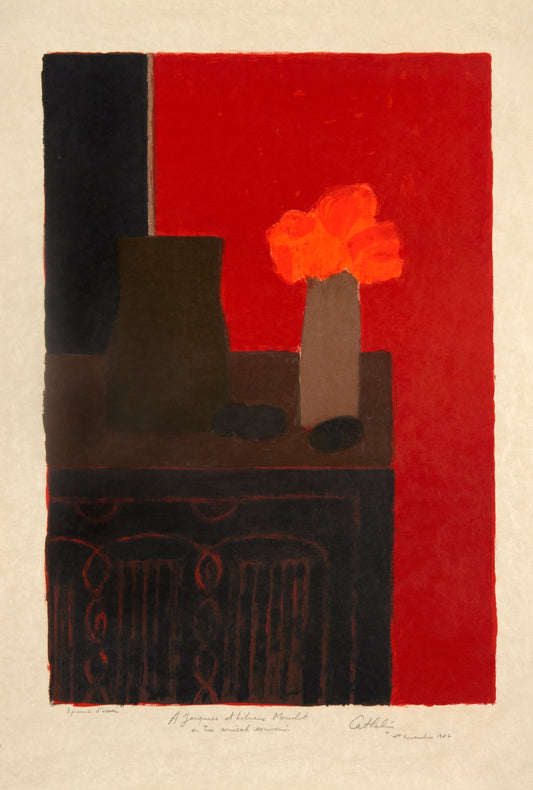 Nature Morte au Coffre Gothique by Bernard Cathelin, 1987 - Mourlot Editions - Fine_Art - Poster - Lithograph - Wall Art - Vintage - Prints - Original