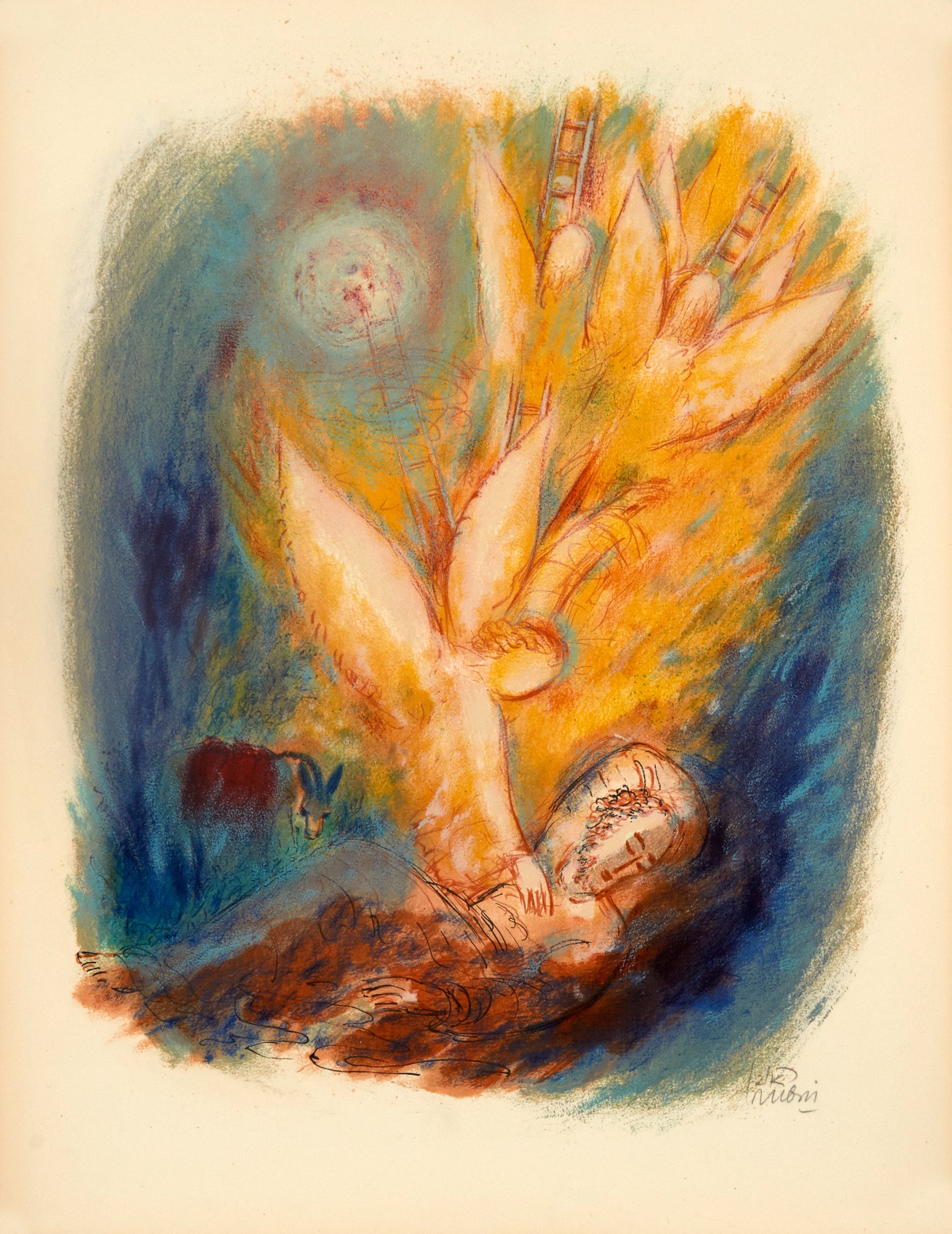 V From Visions of the Bible by Elijah Reuven-Rubin - Mourlot Editions - Fine_Art - Poster - Lithograph - Wall Art - Vintage - Prints - Original