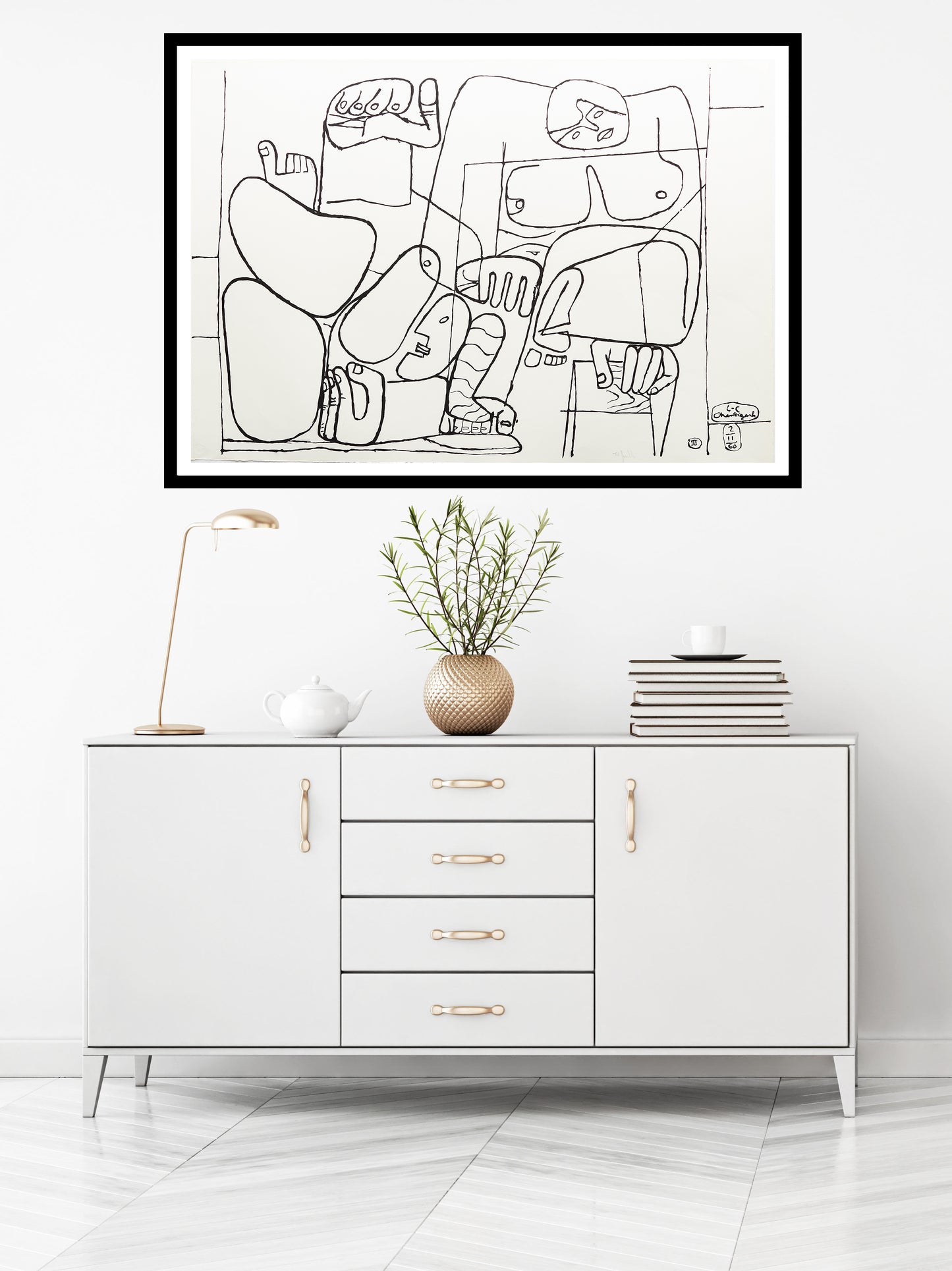 Chute de Barcelone (B&W) by Le Corbusier, 1962 - Mourlot Editions - Fine_Art - Poster - Lithograph - Wall Art - Vintage - Prints - Original