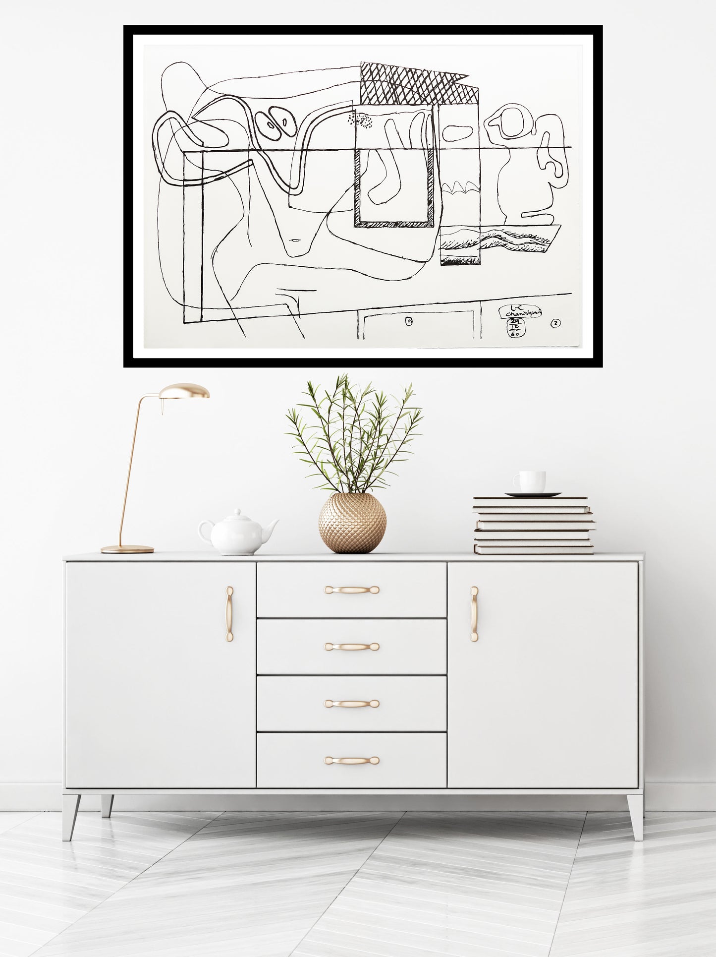 Abraca (B&W) by Le Corbusier, 1962 - Mourlot Editions - Fine_Art - Poster - Lithograph - Wall Art - Vintage - Prints - Original