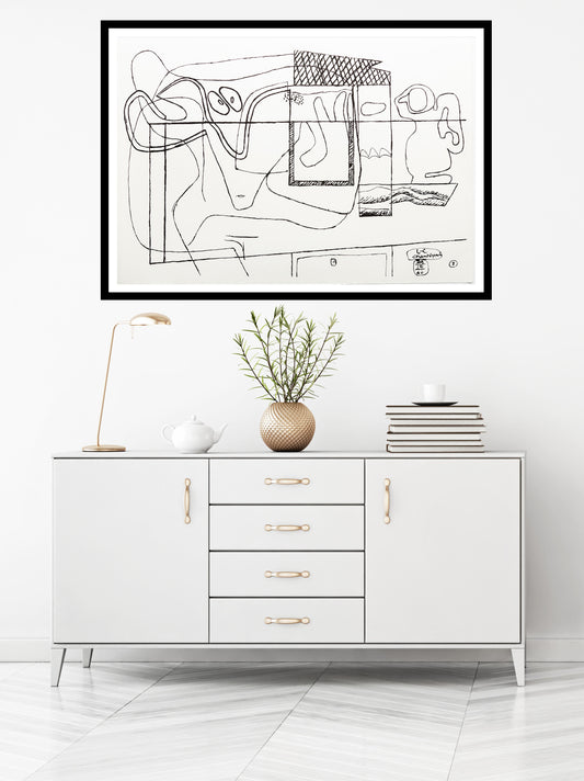 Abraca (B&W) by Le Corbusier, 1962 - Mourlot Editions - Fine_Art - Poster - Lithograph - Wall Art - Vintage - Prints - Original