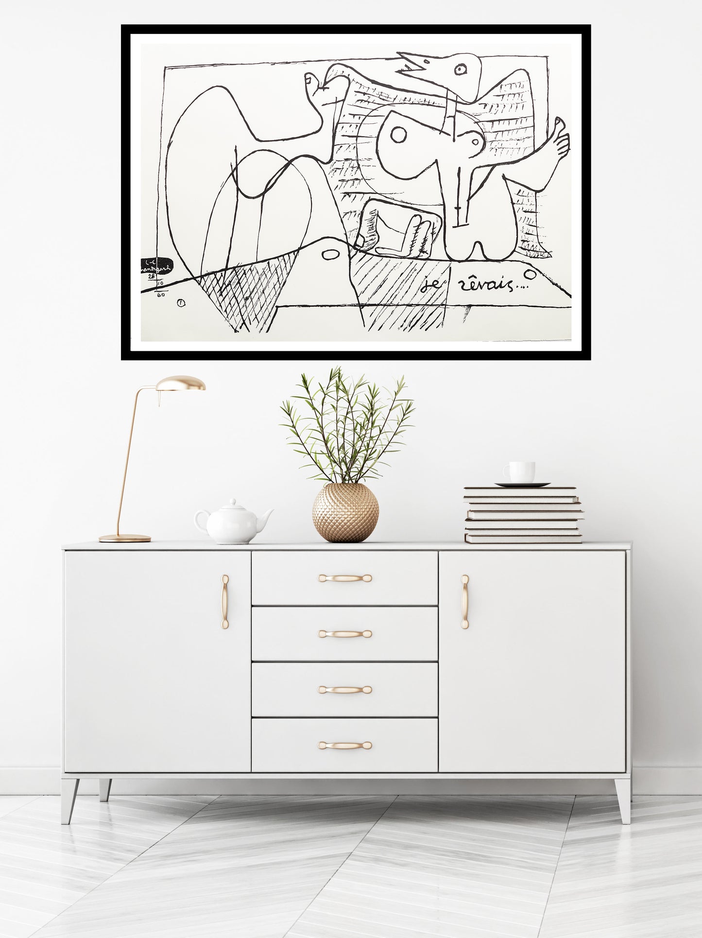 Je Révais (B&W) by Le Corbusier, 1962 - Mourlot Editions - Fine_Art - Poster - Lithograph - Wall Art - Vintage - Prints - Original