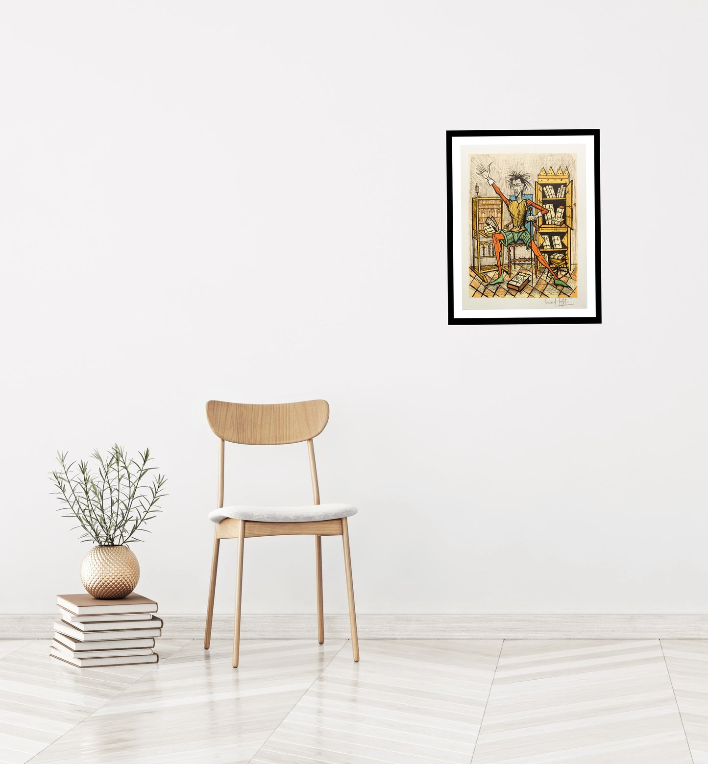 Don Quixote dans la Bibliotèque II - Don Quichotte by Bernard Buffet, 1989 - Mourlot Editions - Fine_Art - Poster - Lithograph - Wall Art - Vintage - Prints - Original