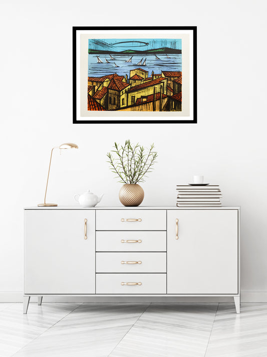 Roofs of St. Tropez by Bernard Buffet - Mourlot Editions - Fine_Art - Poster - Lithograph - Wall Art - Vintage - Prints - Original
