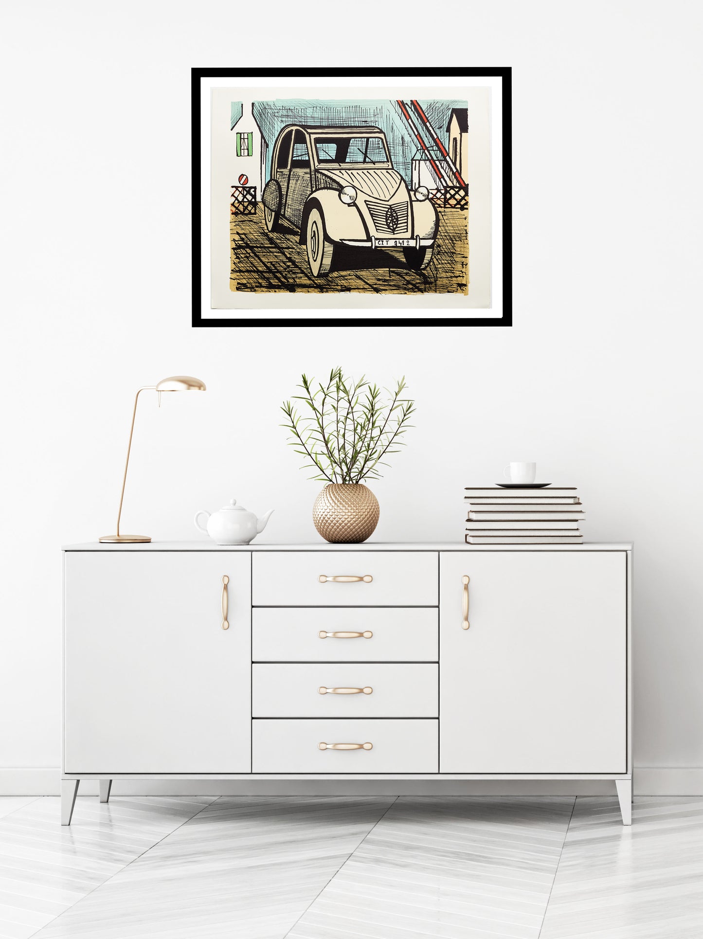 2 CV Citroen by Bernard Buffet - Mourlot Editions - Fine_Art - Poster - Lithograph - Wall Art - Vintage - Prints - Original