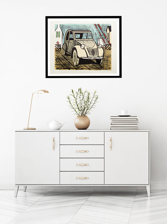 2 CV Citroen by Bernard Buffet - Mourlot Editions - Fine_Art - Poster - Lithograph - Wall Art - Vintage - Prints - Original