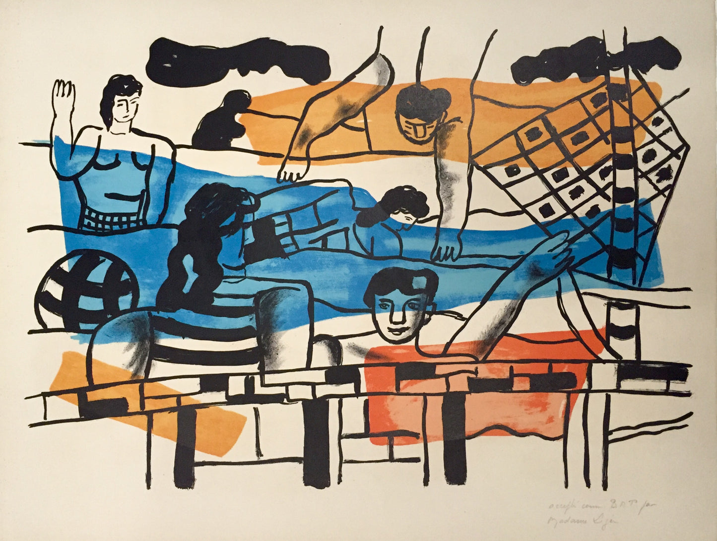 La Piscine (The Pool) - "La Ville" (after) Fernand Leger, 1959 - Mourlot Editions - Fine_Art - Poster - Lithograph - Wall Art - Vintage - Prints - Original