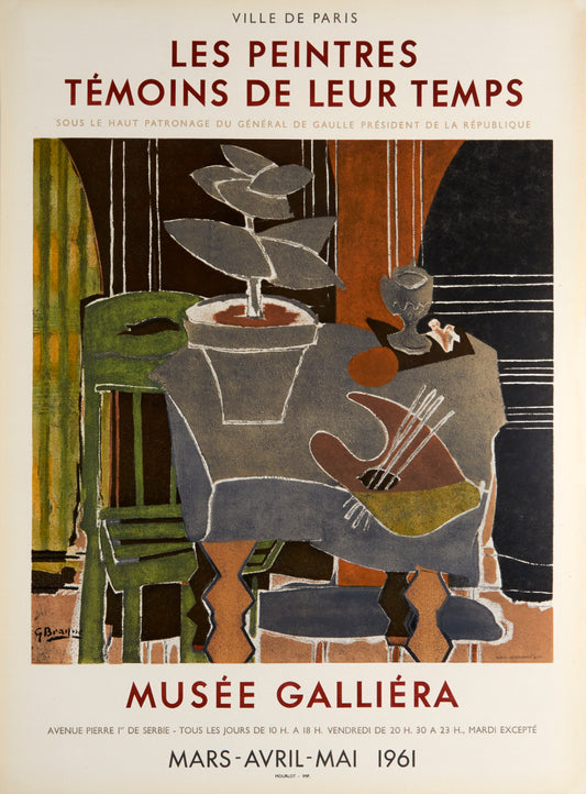 Nature Morte a la palette - Musée Galliéra (after) Georges Braque, 1961 - Mourlot Editions - Fine_Art - Poster - Lithograph - Wall Art - Vintage - Prints - Original
