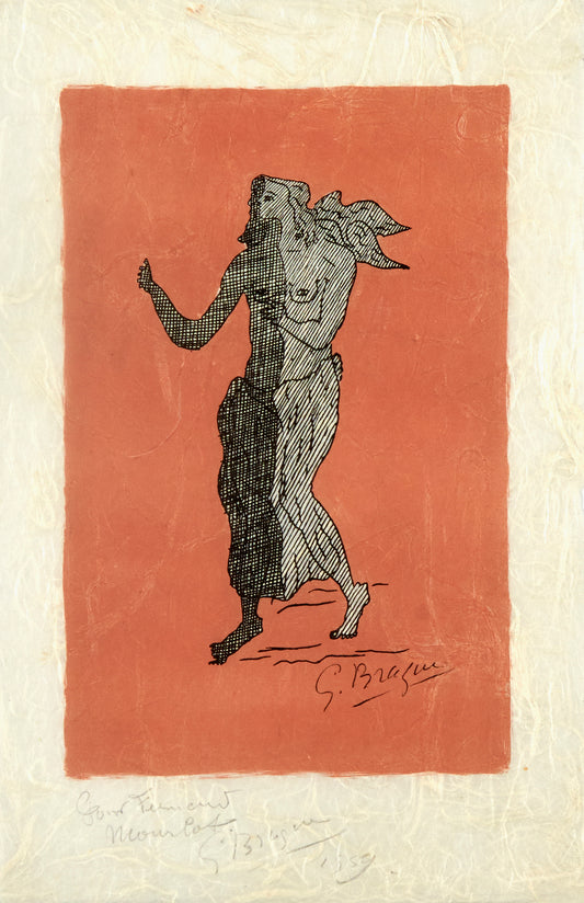 Personnage sur Fond Rose by Georges Braque, 1959 - Mourlot Editions - Fine_Art - Poster - Lithograph - Wall Art - Vintage - Prints - Original