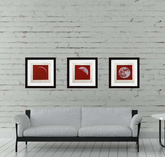 Moon Portraits - Half Moon - September 26, 2017 (Red) by Andy Gershon - Mourlot Editions - Fine_Art - Poster - Lithograph - Wall Art - Vintage - Prints - Original