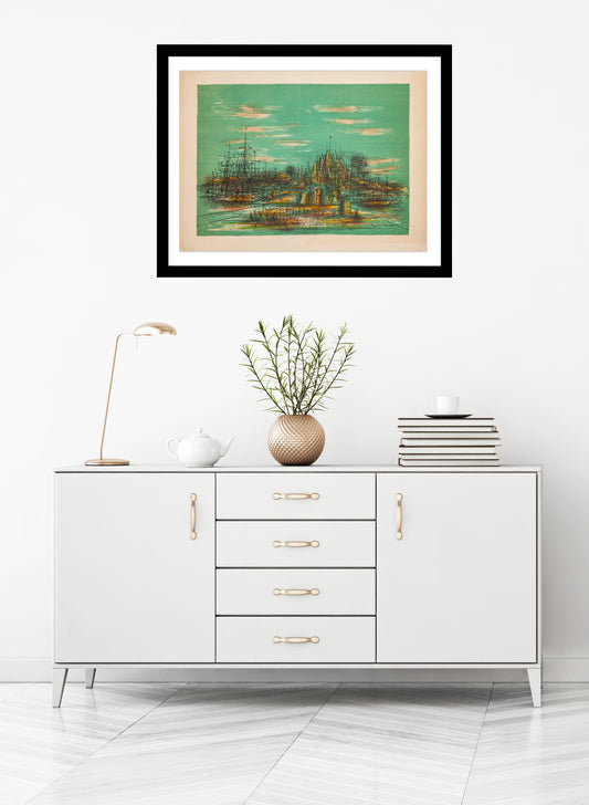La Cité Fortifiée by Jean Carzou - Mourlot Editions - Fine_Art - Poster - Lithograph - Wall Art - Vintage - Prints - Original