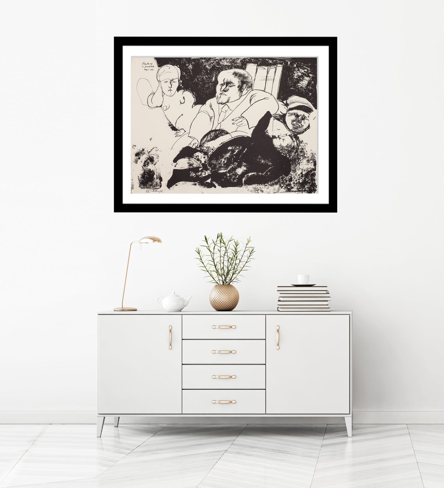 Death & Prostitutes (Black and White) by Jose Luis Cuevas - Mourlot Editions - Fine_Art - Poster - Lithograph - Wall Art - Vintage - Prints - Original