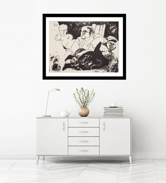 Death & Prostitutes (Black and White) by Jose Luis Cuevas - Mourlot Editions - Fine_Art - Poster - Lithograph - Wall Art - Vintage - Prints - Original