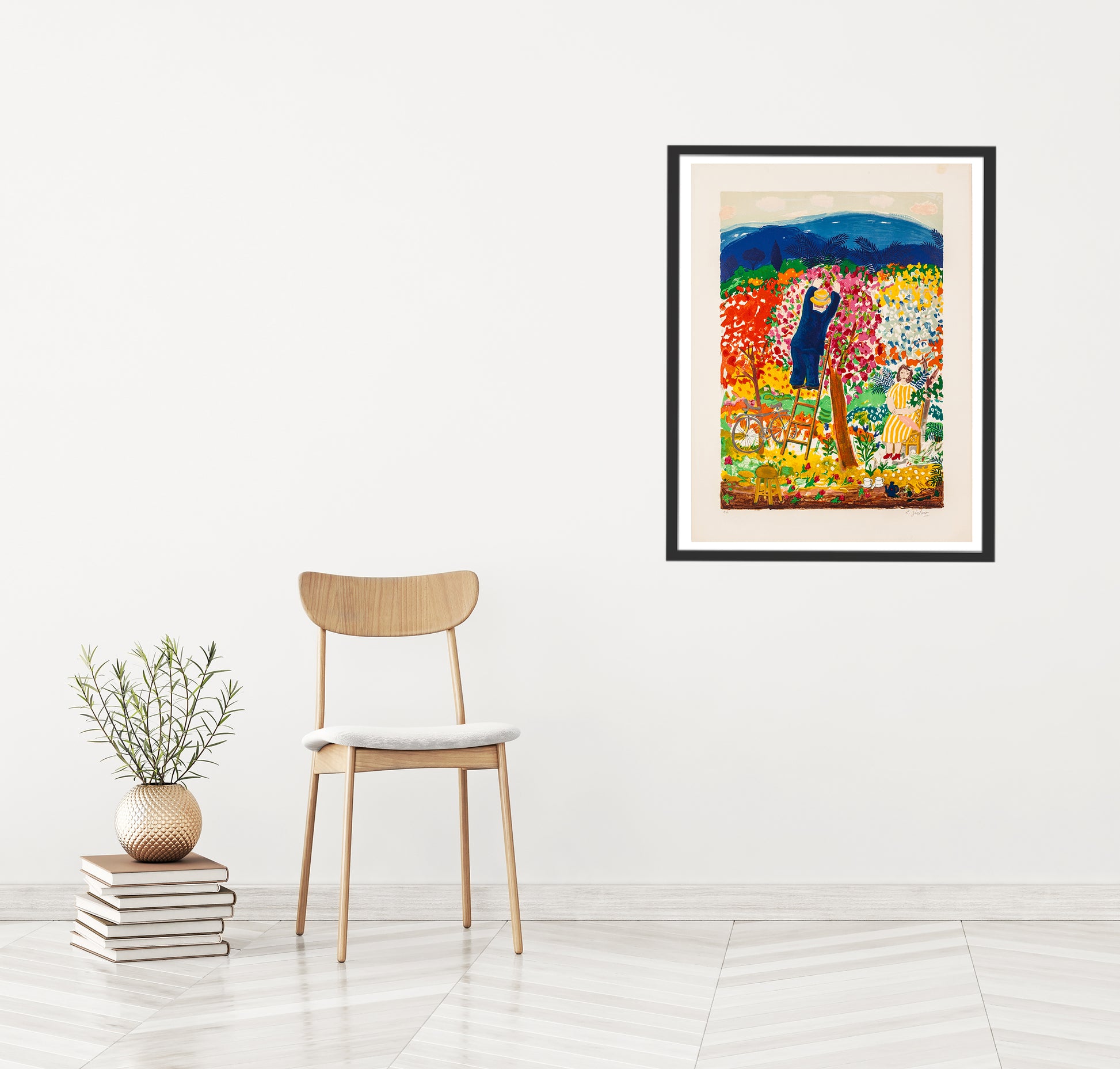 På stegen by Lennart Jirlow - Mourlot Editions - Fine_Art - Poster - Lithograph - Wall Art - Vintage - Prints - Original