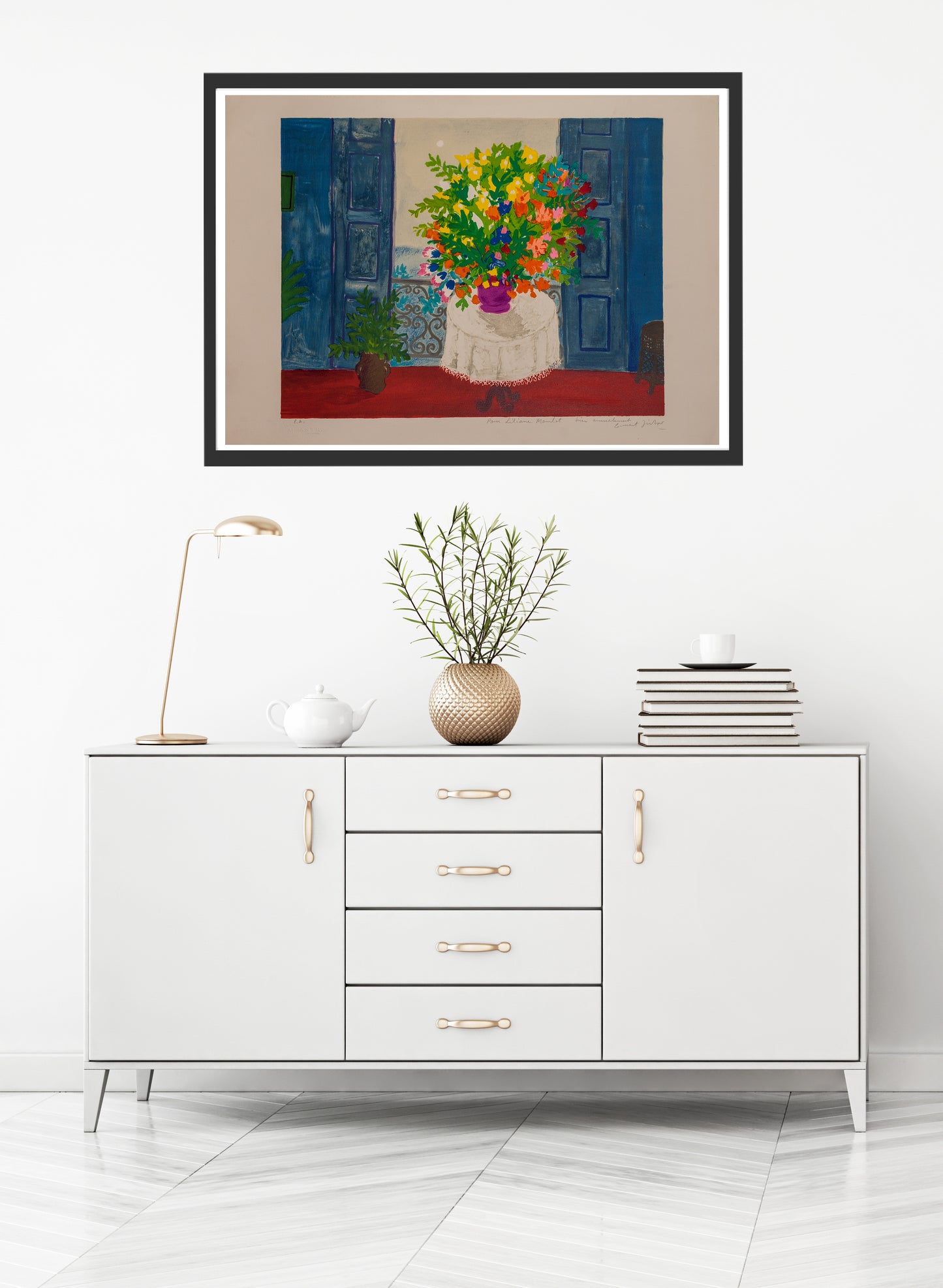Fönstret med blombukett by Lennart Jirlow - Mourlot Editions - Fine_Art - Poster - Lithograph - Wall Art - Vintage - Prints - Original