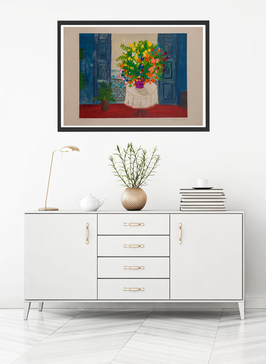 Fönstret med blombukett by Lennart Jirlow - Mourlot Editions - Fine_Art - Poster - Lithograph - Wall Art - Vintage - Prints - Original