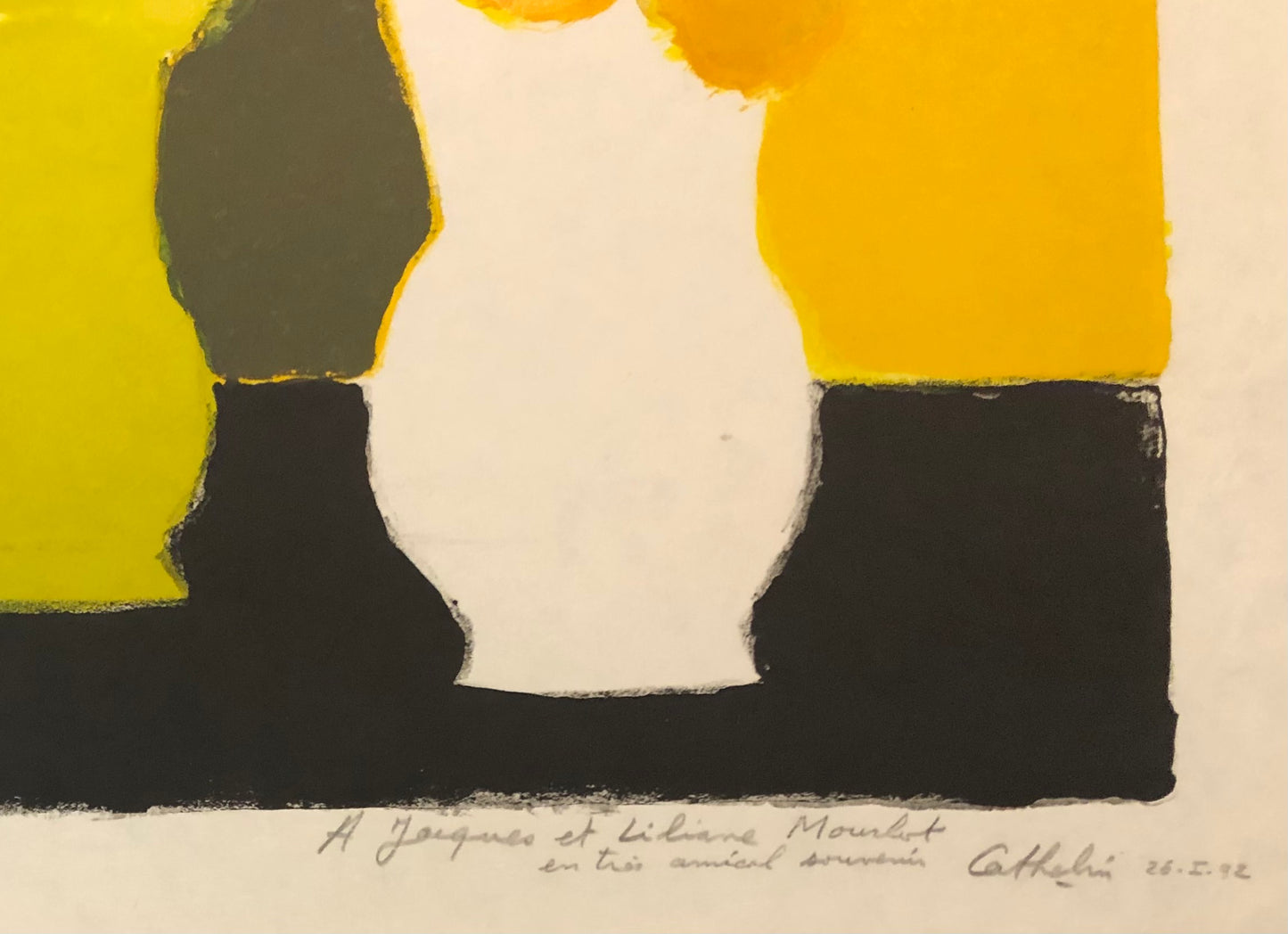 White Vase with Flowers by Bernard Cathelin, 1992 - Mourlot Editions - Fine_Art - Poster - Lithograph - Wall Art - Vintage - Prints - Original