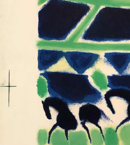 La Ronde des Chevaux de Cirque (Vert) by André Brasilier, 1970 - Mourlot Editions - Fine_Art - Poster - Lithograph - Wall Art - Vintage - Prints - Original
