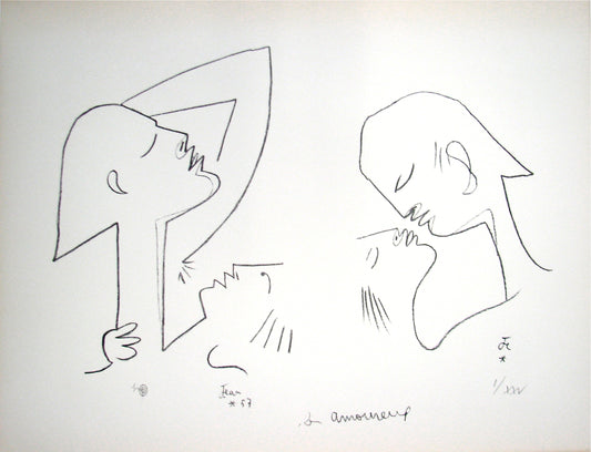 Les amoureux IV - by Jean Cocteau, 1956 / 1975 - Mourlot Editions - Fine_Art - Poster - Lithograph - Wall Art - Vintage - Prints - Original