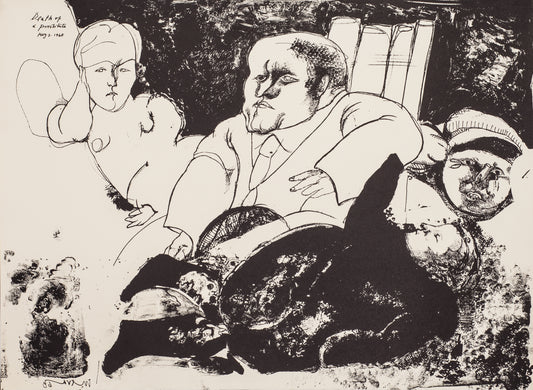 Death & Prostitutes (Black and White) by Jose Luis Cuevas - Mourlot Editions - Fine_Art - Poster - Lithograph - Wall Art - Vintage - Prints - Original