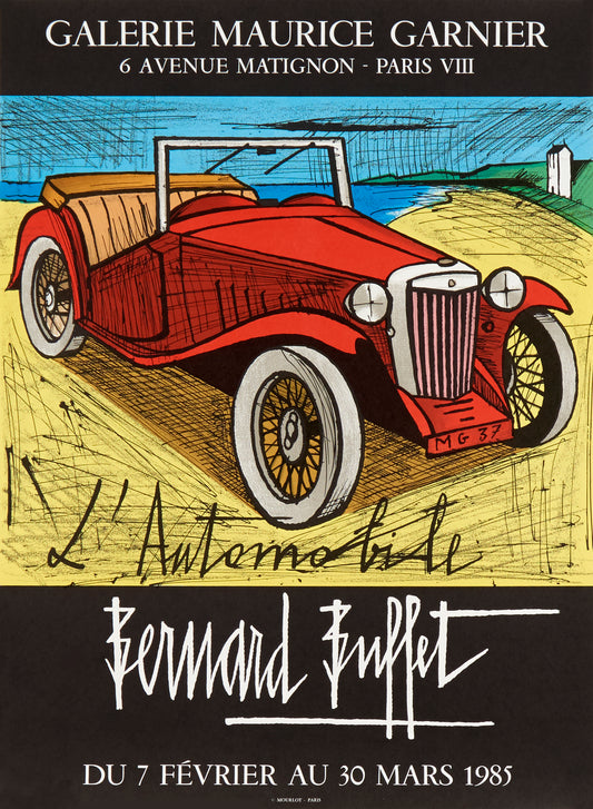 L'Automobile by Bernard Buffet, 1985 - Mourlot Editions - Fine_Art - Poster - Lithograph - Wall Art - Vintage - Prints - Original