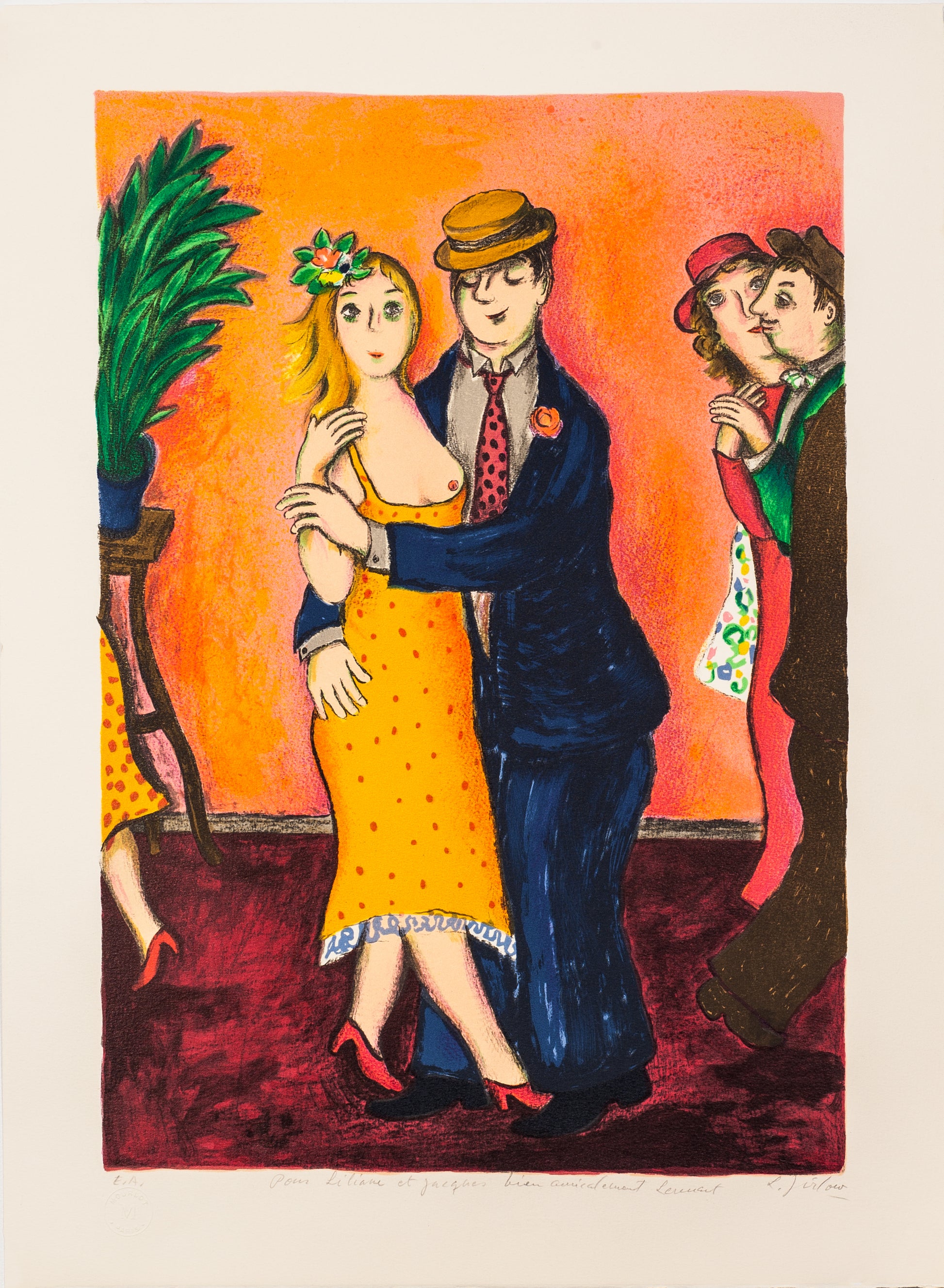 Dansande par. by Lennart Jirlow - Mourlot Editions - Fine_Art - Poster - Lithograph - Wall Art - Vintage - Prints - Original