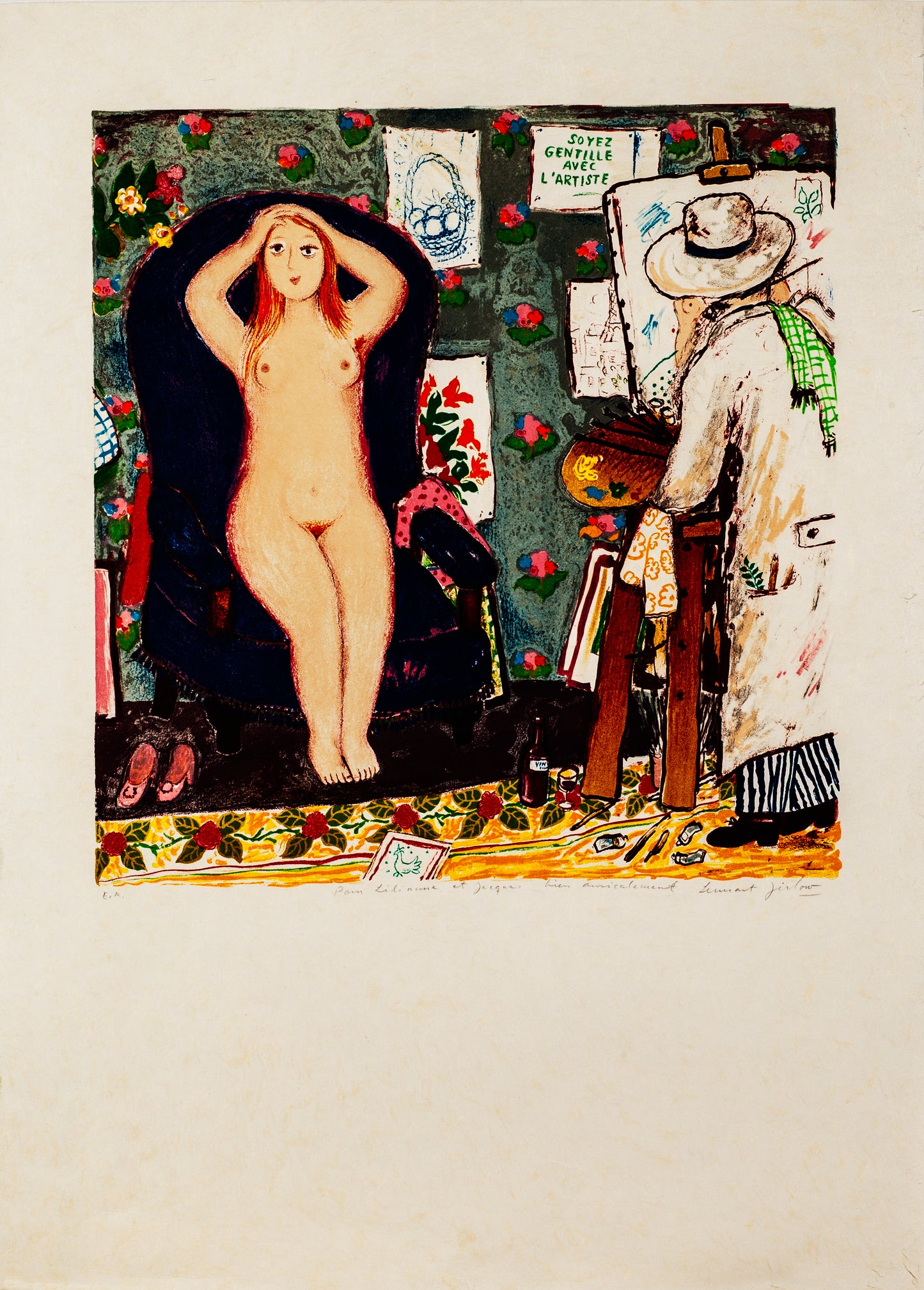 Målaren och flickan by Lennart Jirlow - Mourlot Editions - Fine_Art - Poster - Lithograph - Wall Art - Vintage - Prints - Original