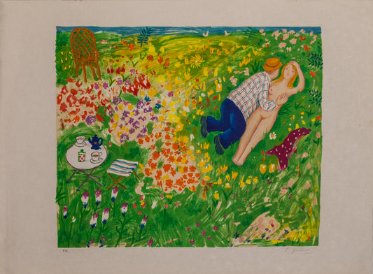 Paret i gräset by Lennart Jirlow - Mourlot Editions - Fine_Art - Poster - Lithograph - Wall Art - Vintage - Prints - Original