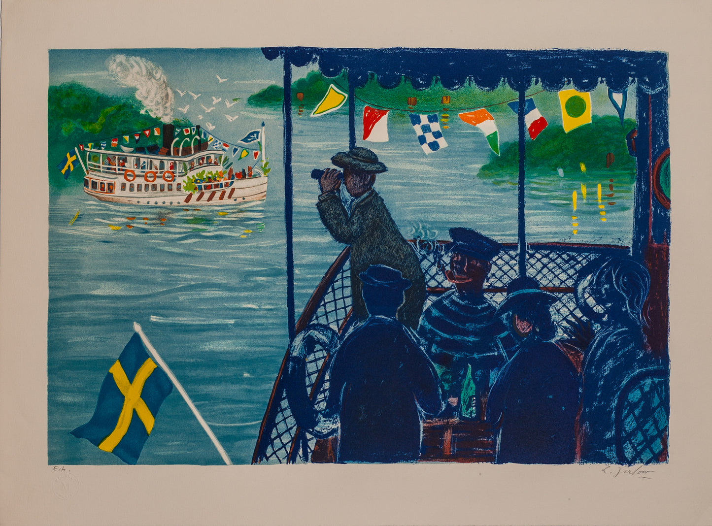 Skärgårdsbåt by Lennart Jirlow - Mourlot Editions - Fine_Art - Poster - Lithograph - Wall Art - Vintage - Prints - Original