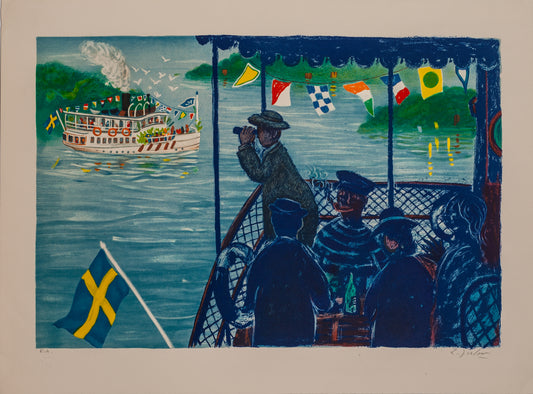 Skärgårdsbåt by Lennart Jirlow - Mourlot Editions - Fine_Art - Poster - Lithograph - Wall Art - Vintage - Prints - Original