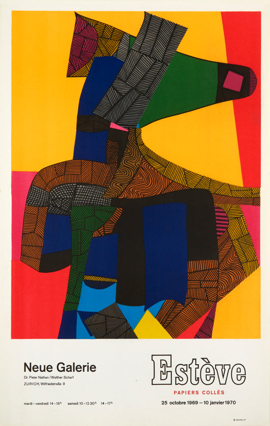 Neue Galerie (with text) by Maurice Estève, 1970 - Mourlot Editions - Fine_Art - Poster - Lithograph - Wall Art - Vintage - Prints - Original